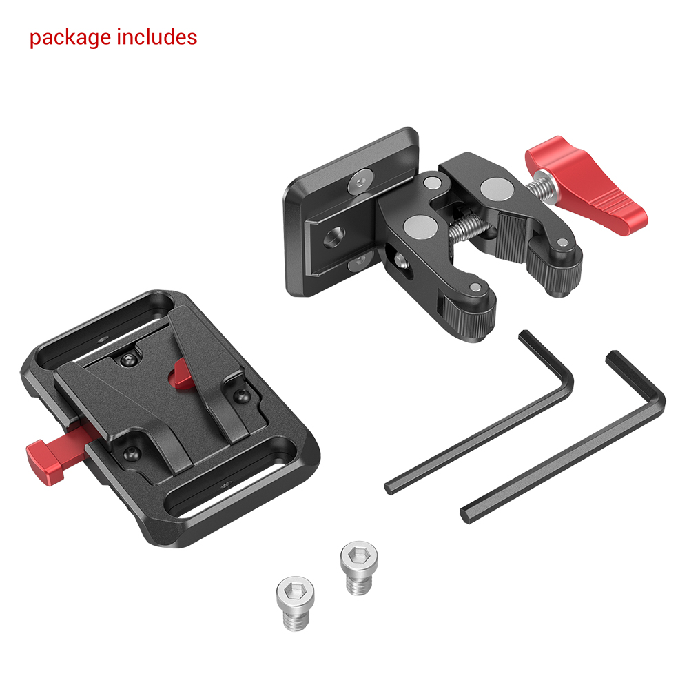 SmallRig Mini V Mount Battery Plate With Crab Clamp - Lightweight Camera Power Solution 2989