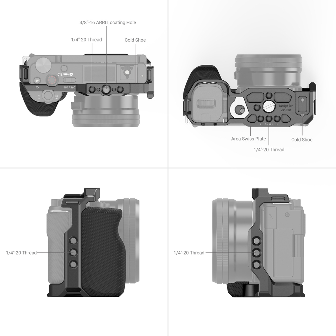 SmallRig Camera Cage with Grip for Sony ZV-E10 ZVE10 3538B