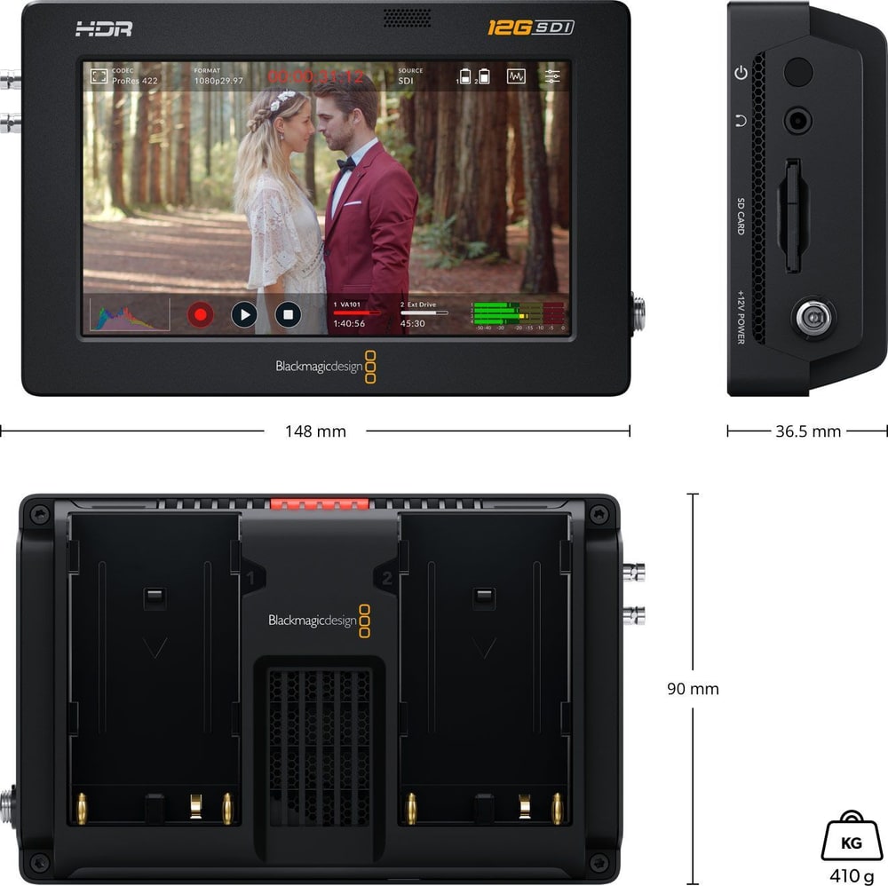 Video Assist 5″ 12G HDR – Dimensions and weight