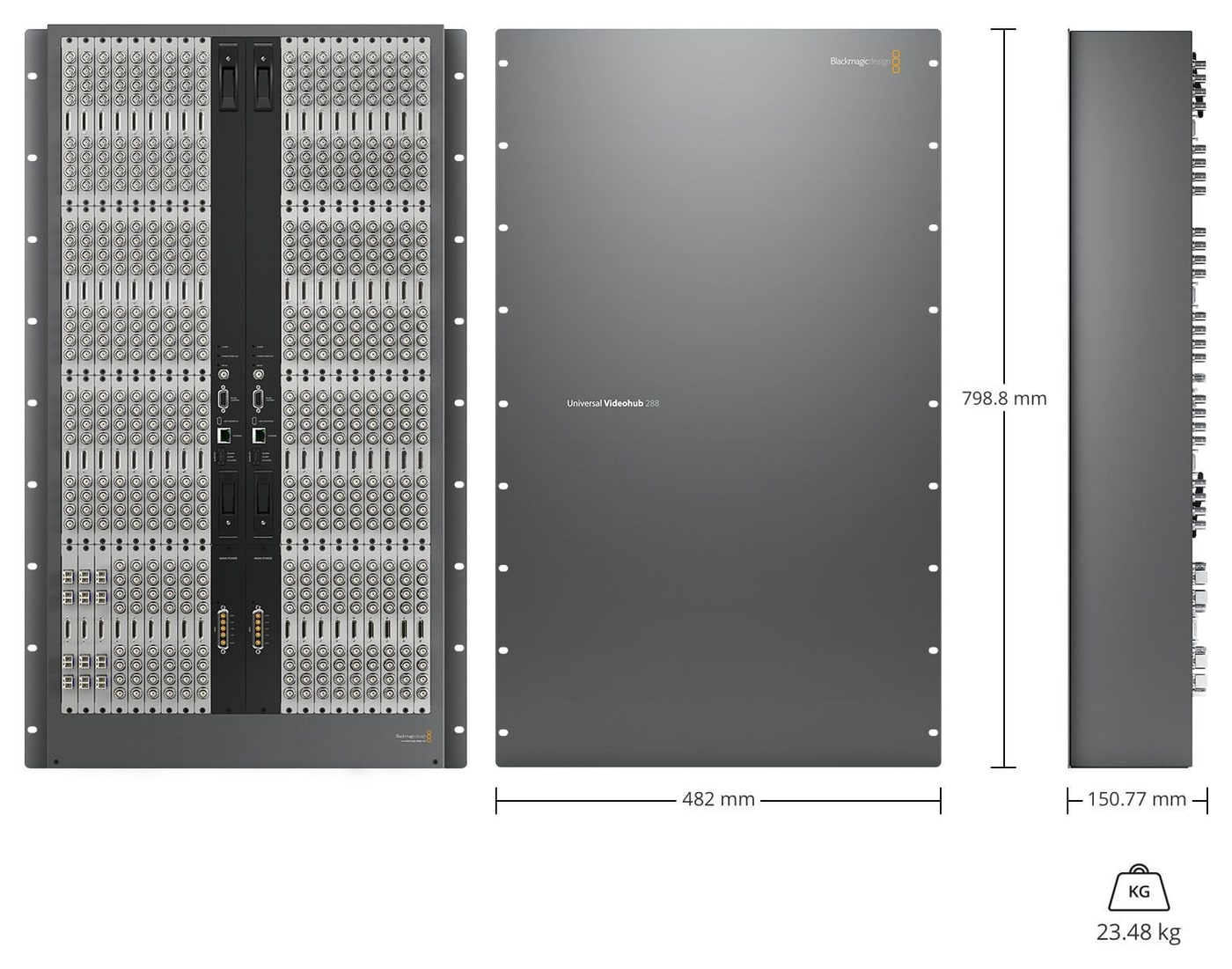Blackmagic Universal Videohub 288 – Dimensions and weight