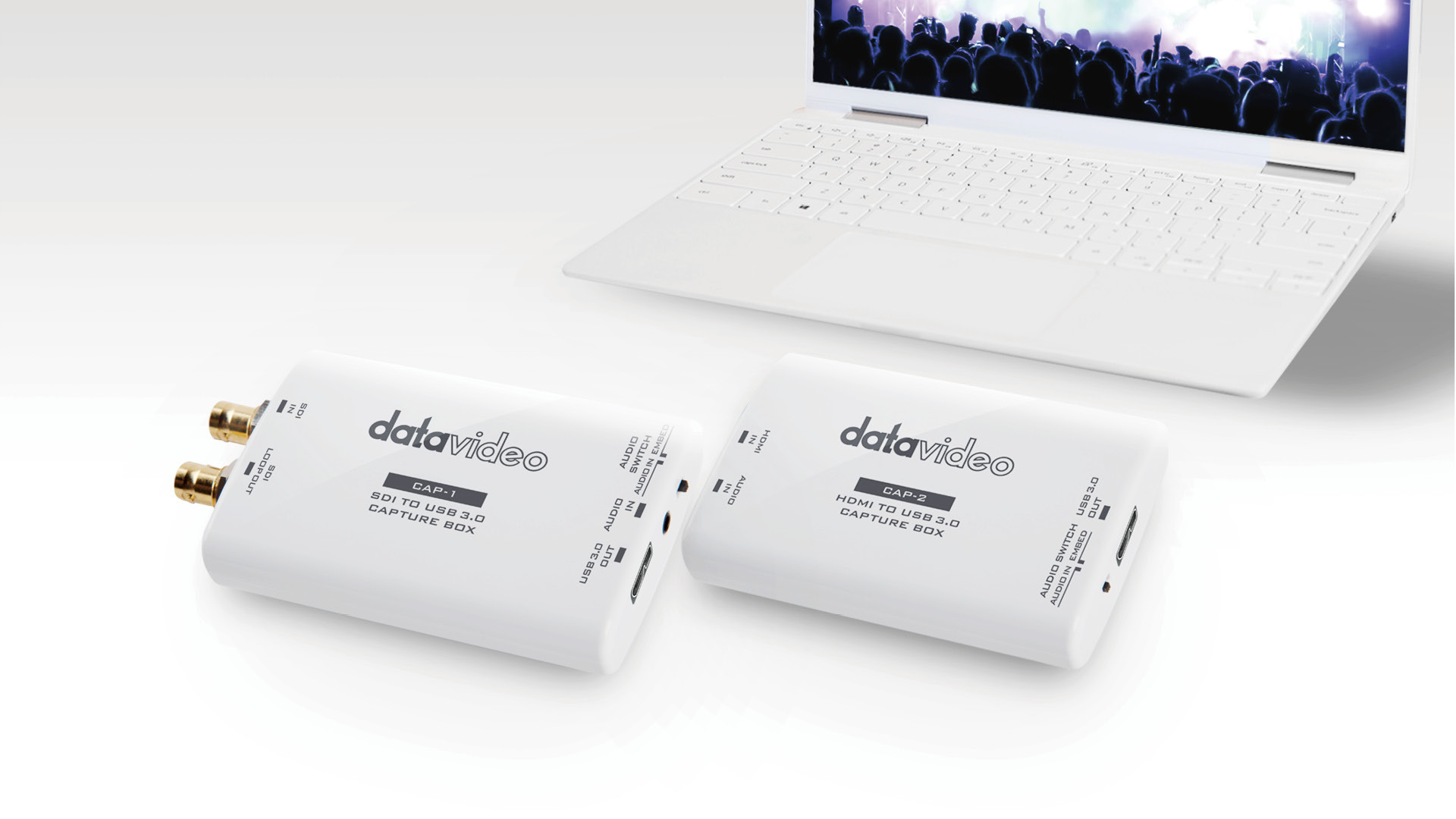 Datavideo CAP-1 and CAP-2 workflow with a laptop