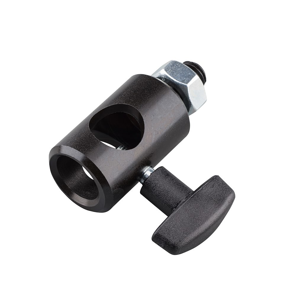 Manfrotto 014MS – angled detail of the 16 mm socket and T-handle