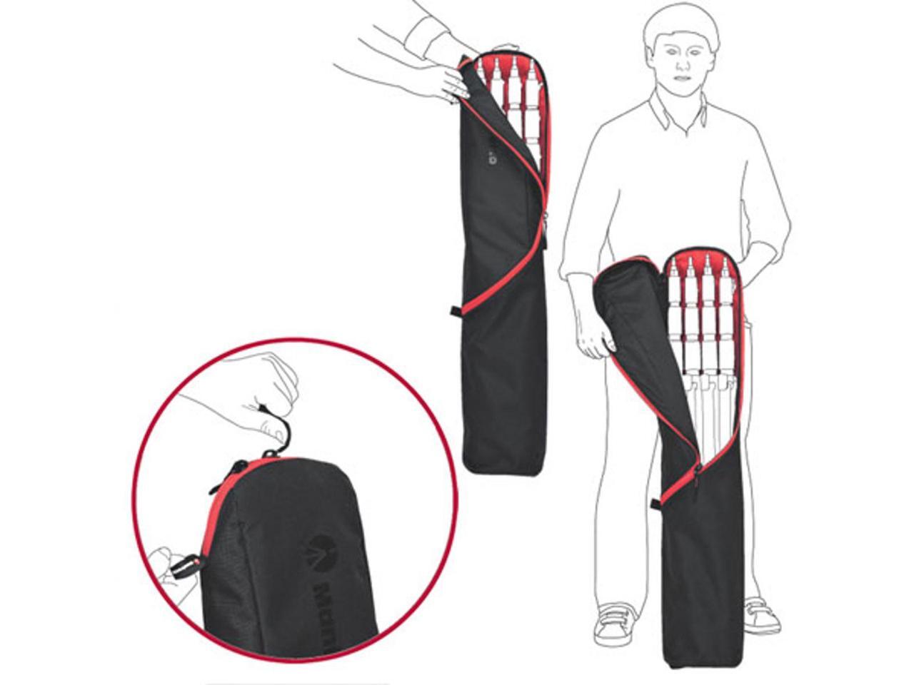 Open Manfrotto MB LBAG90 bag with four compact stands