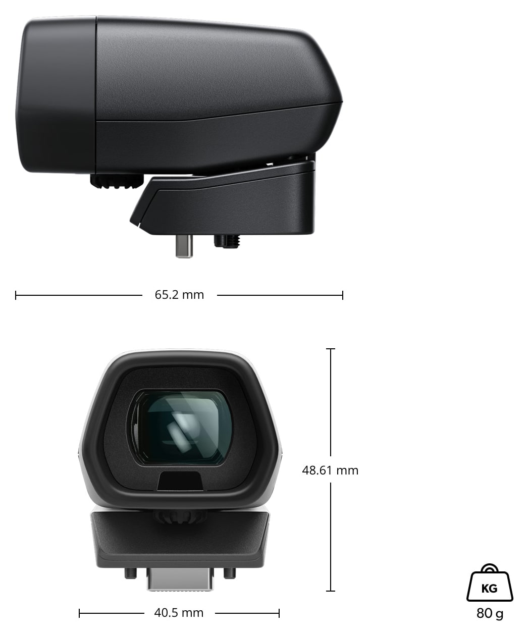 Blackmagic Pocket Cinema Camera Pro EVF – Dimensions and weight