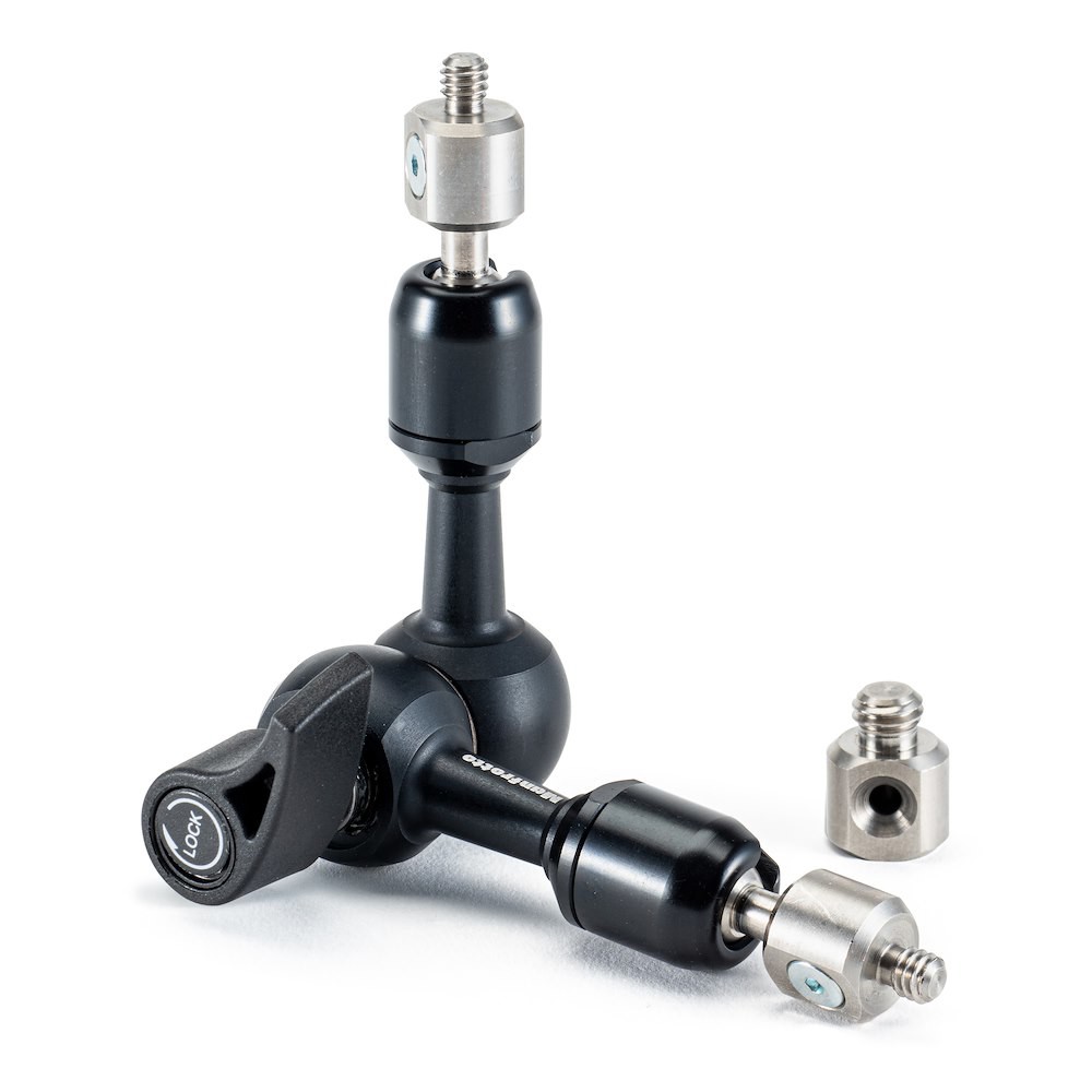 Interchangeable 1/4-inch and 3/8-inch adapters supplied with Manfrotto 244MICRO