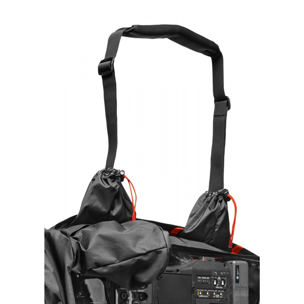 Detail of the Manfrotto RC-1 rain cover and strap