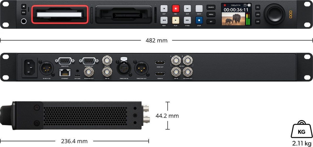 HyperDeck Studio HD Pro – Dimensions and weight