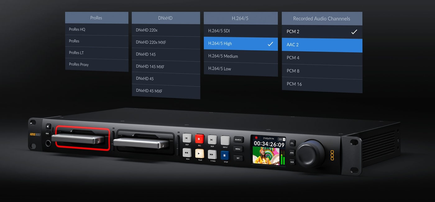 HyperDeck Studio 4K Pro – H.265, ProRes and DNx up to 2160p60