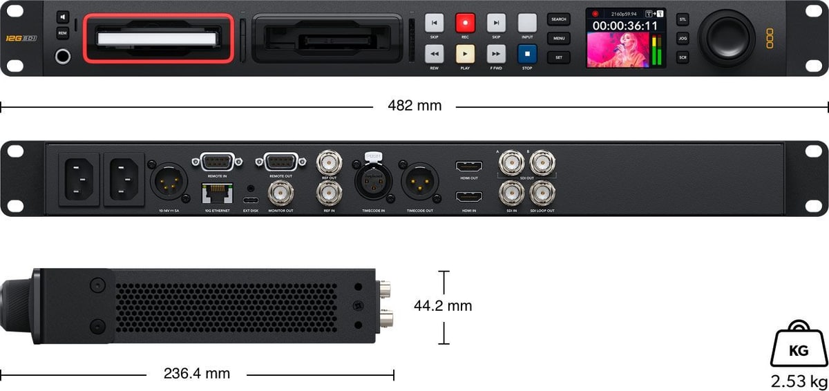 HyperDeck Studio 4K Pro – Dimensions and weight