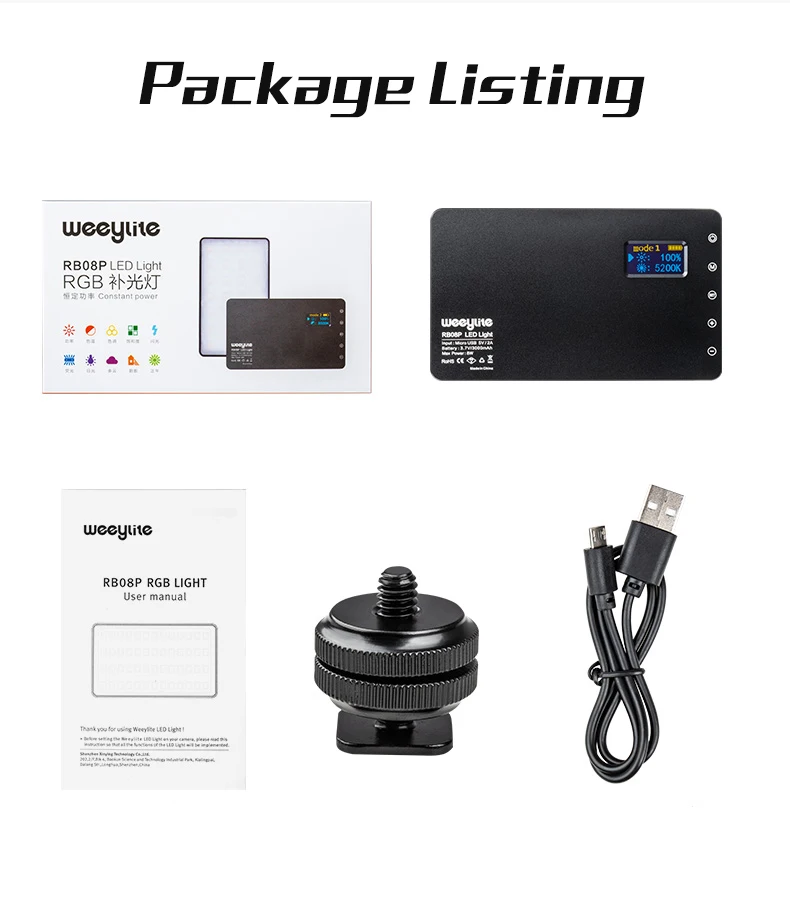 VILTROX Weeylife RB08P RGB 2500K 8500K Mini Video LED Light Portable Fill Light Built in Battery for Phone Camera Shooting|Photographic Lighting| - AliExpress