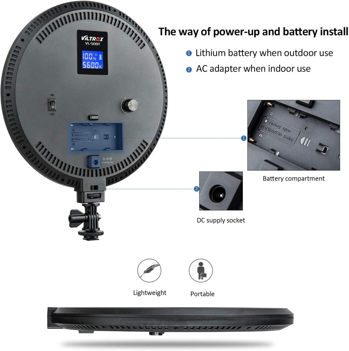 Viltrox VL-500T LED light detail