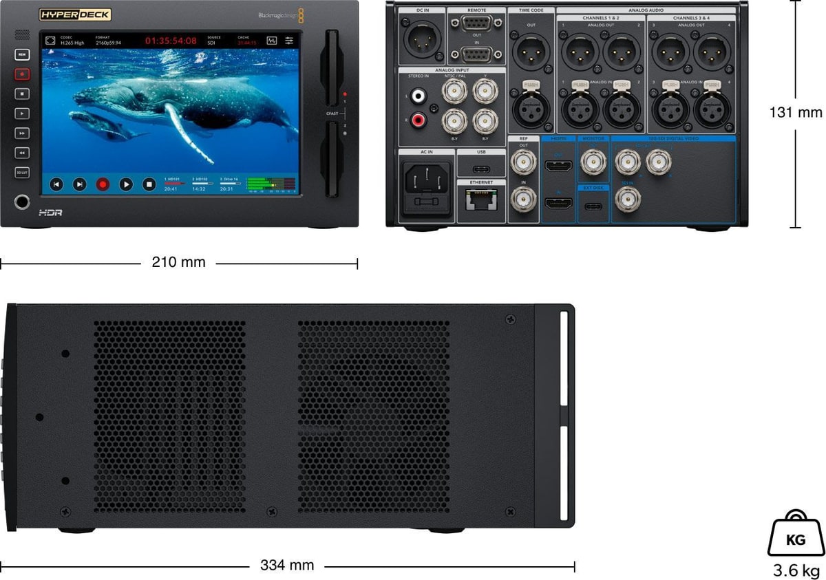 HyperDeck Extreme 4K HDR – Dimensions and weight