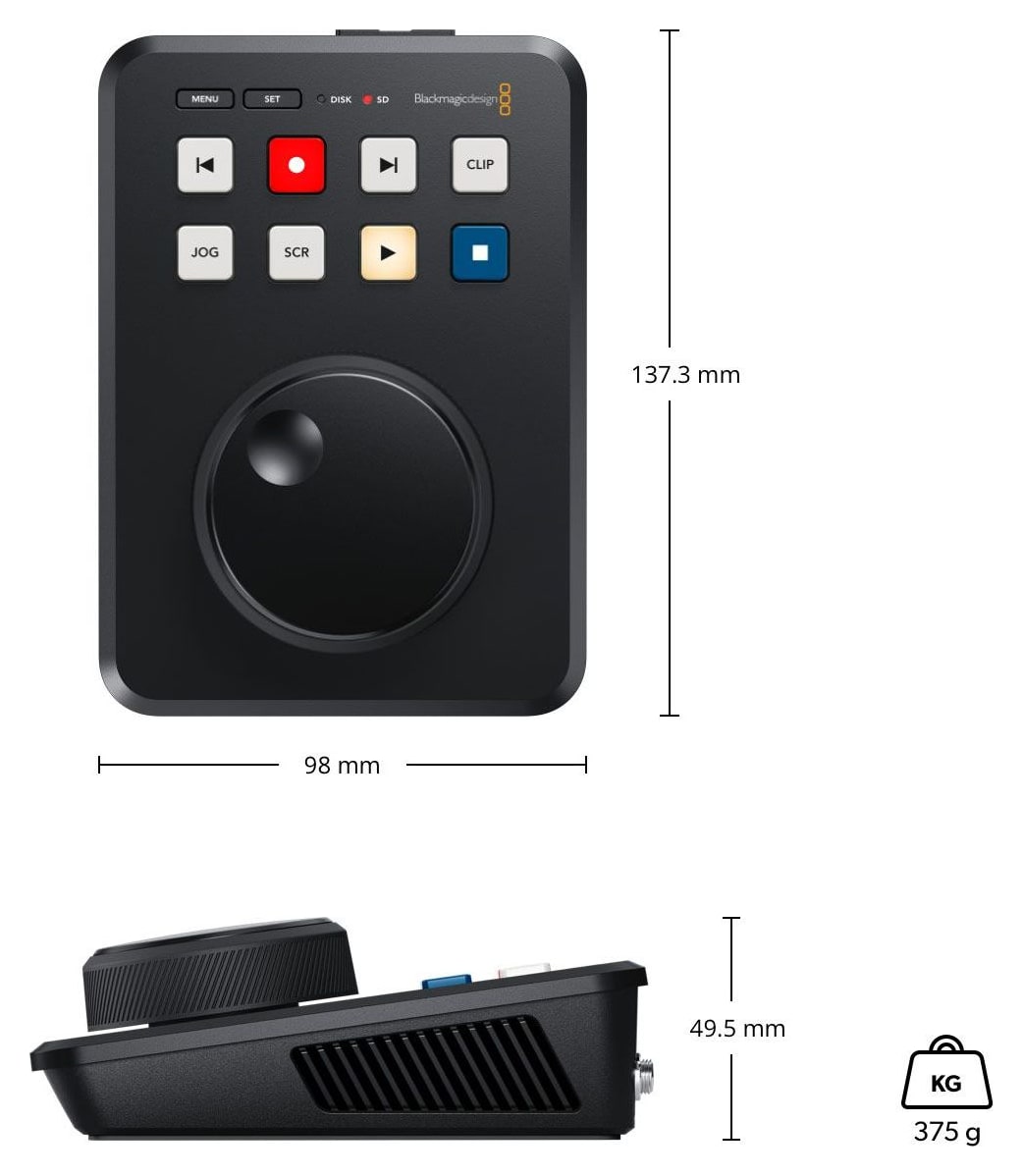 HyperDeck Shuttle HD – Dimensions and weight