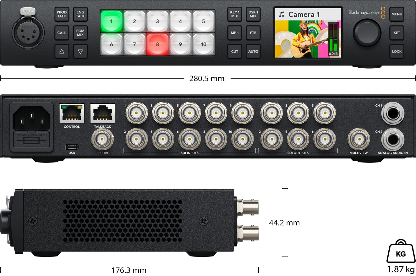 ATEM 1 M/E Constellation HD – Dimensions and weight