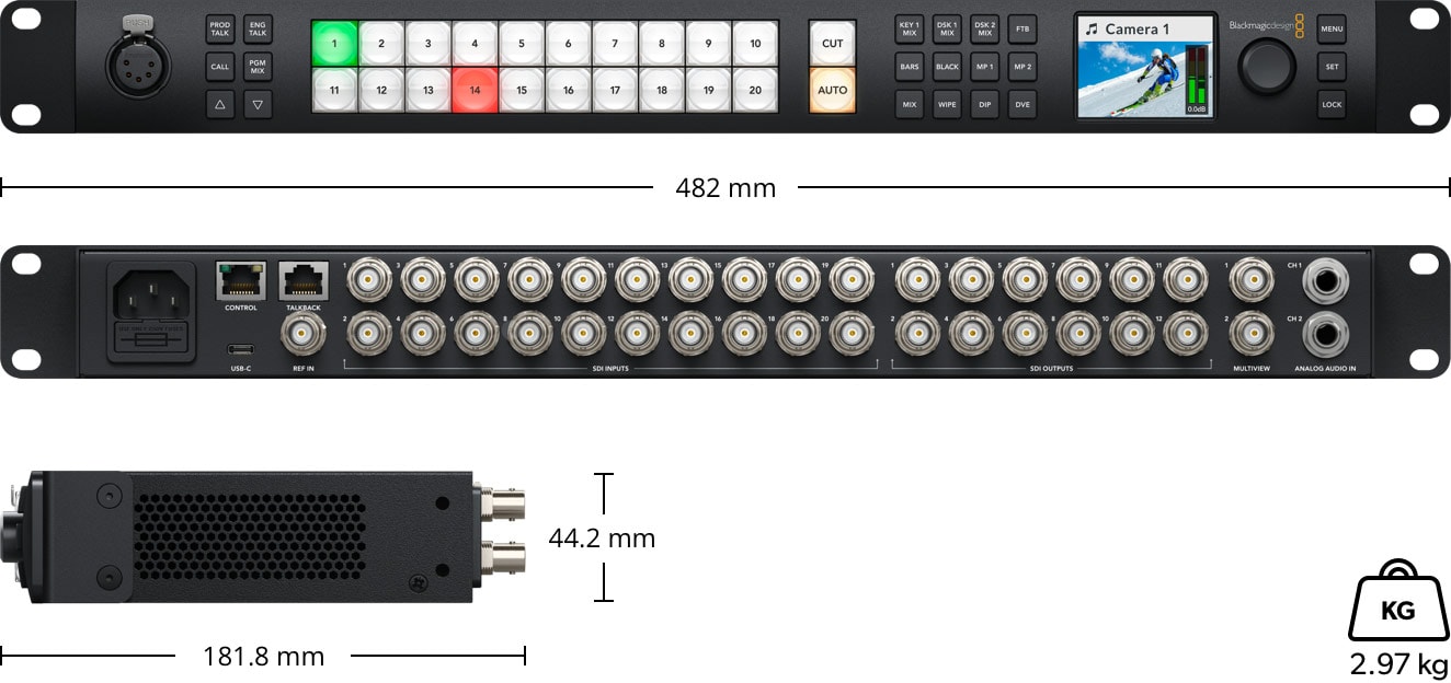 ATEM 2 M/E Constellation HD – Dimensions and weight