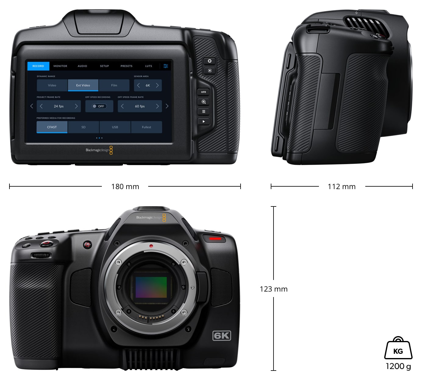 Blackmagic Pocket Cinema Camera 6K G2 – Dimensions and weight
