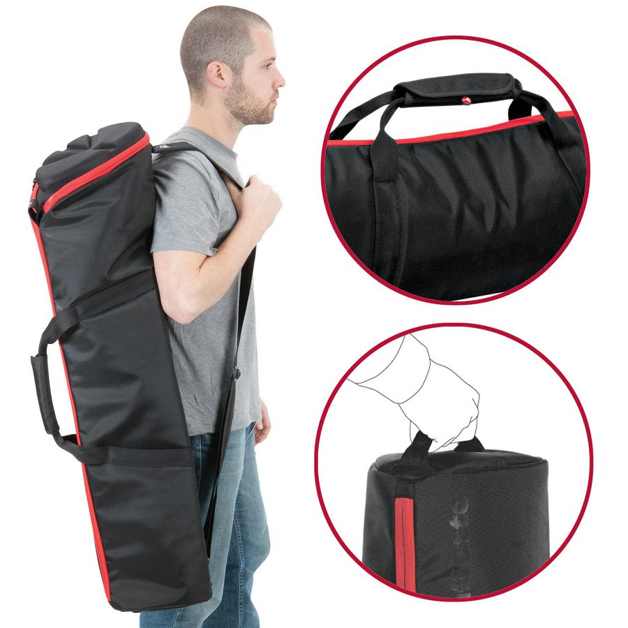 Carrying the Manfrotto MBAG90PN by shoulder strap and handle