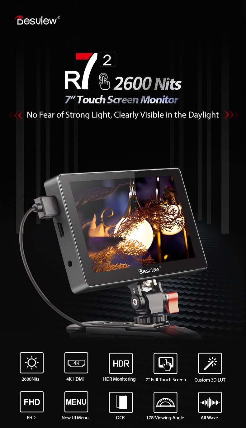 Desview R7II (R72) – 7" 2600-nit touchscreen camera monitor
