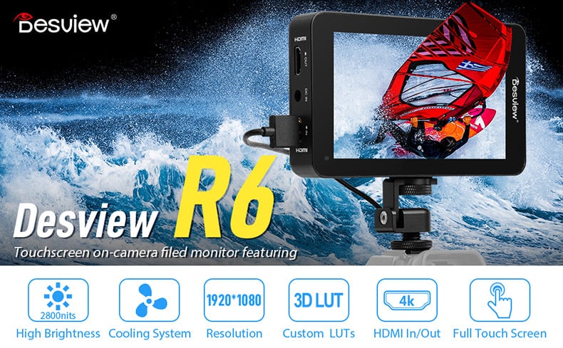 Desview R6 UHB – 2800-nit touchscreen camera monitor
