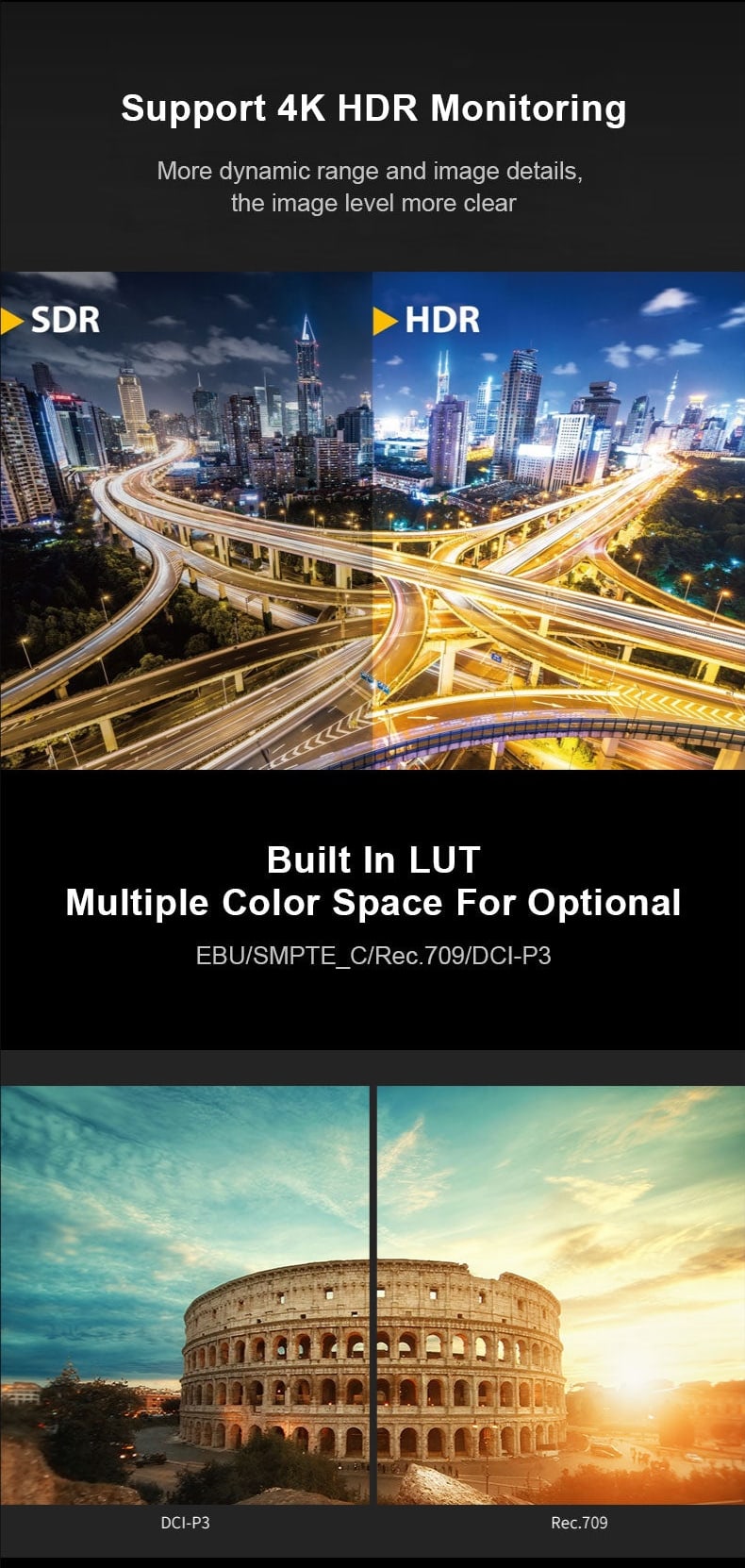 HDR and built-in LUTs
