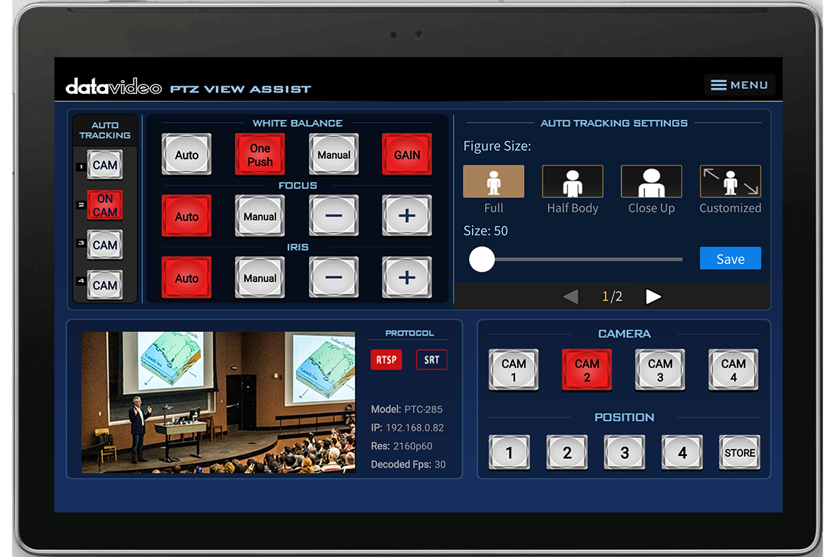 Preview and control up to four cameras