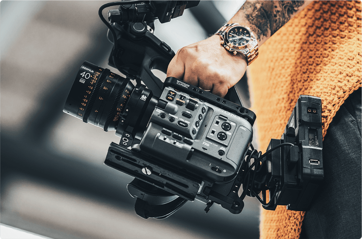 DZOFILM Vespid Prime 40mm T2.1 lens mounted on a cinema camera