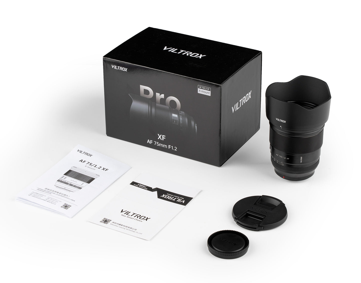 Viltrox AF 75mm F1.2 XF package contents