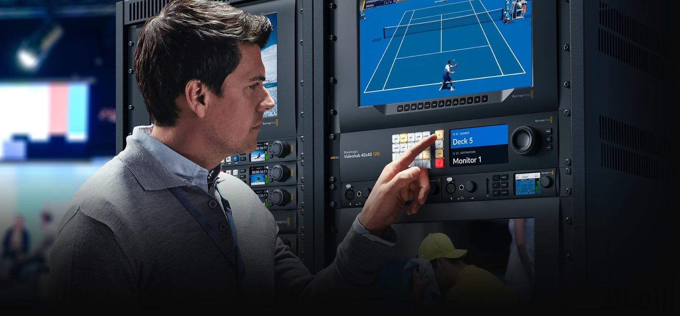 Blackmagic Videohub 40x40 12G – Live video on the LCD before you switch