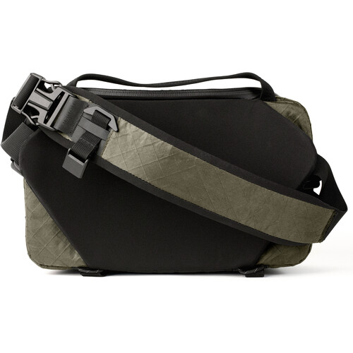 Contoured back panel and shoulder strap of the Moment Rugged 10L sling