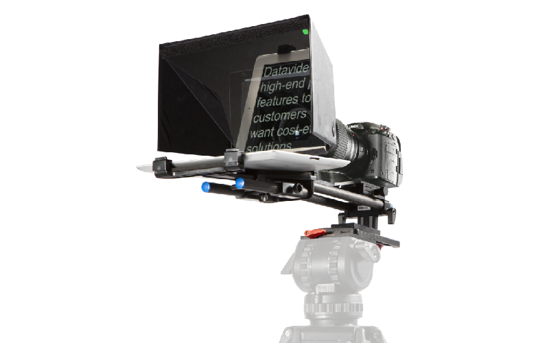 Datavideo TP-500 tablet teleprompter in a DSLR setup; camera and tripod not included