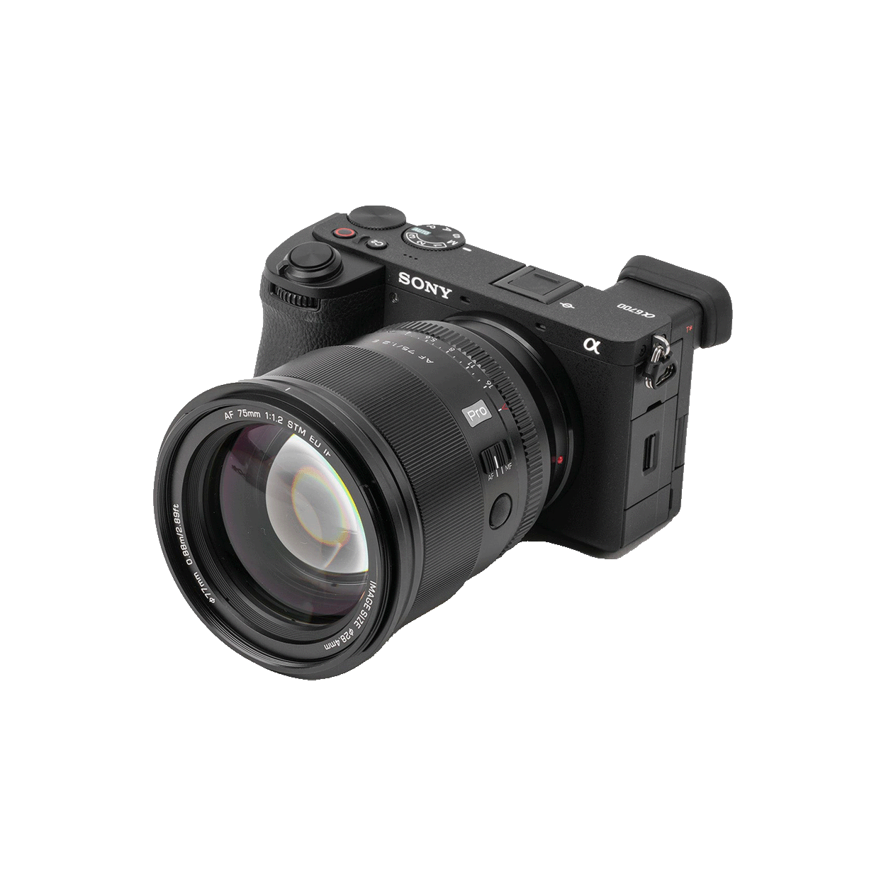 Viltrox 75mm F1.2 E mounted on a camera