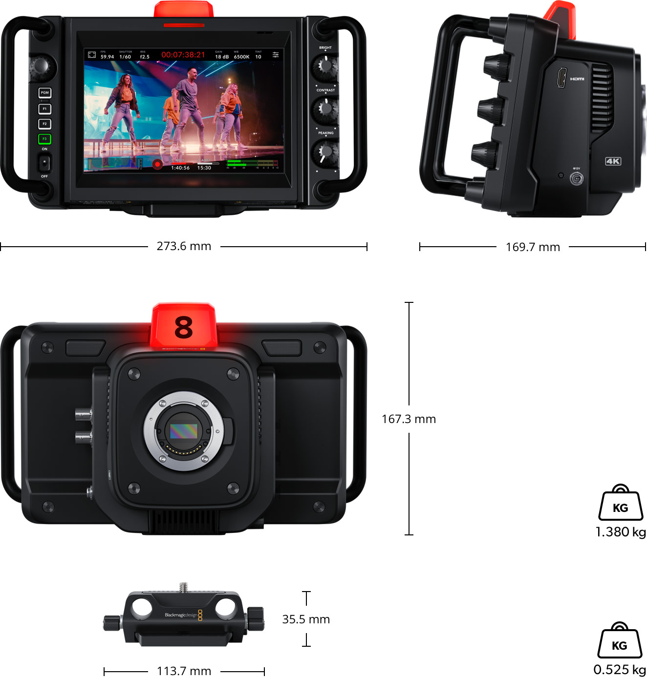 Blackmagic Studio Camera 4K Plus G2 dimensions