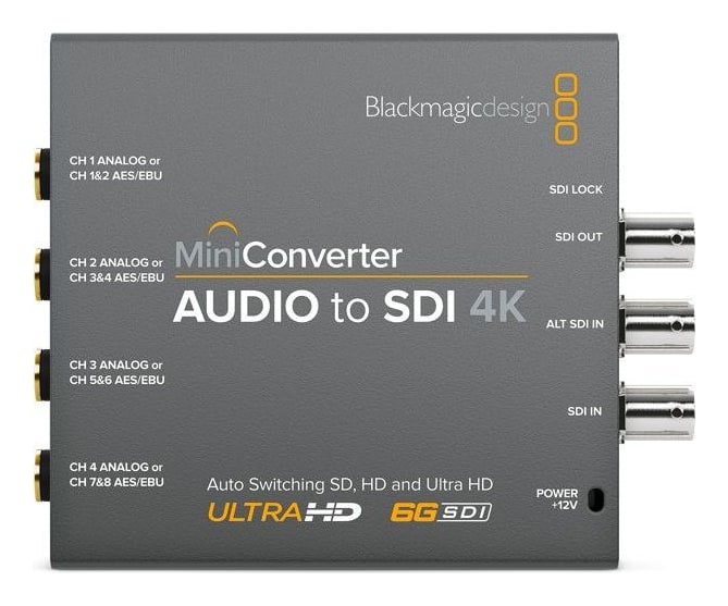 Mini Converter Audio to SDI 4K – Four analog channels or eight AES/EBU