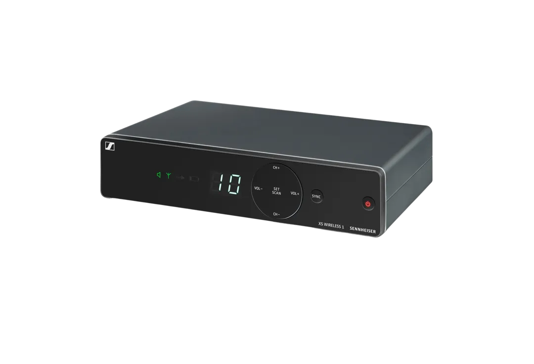 EM-XSW 1 receiver front panel with display, controls and synchronization button