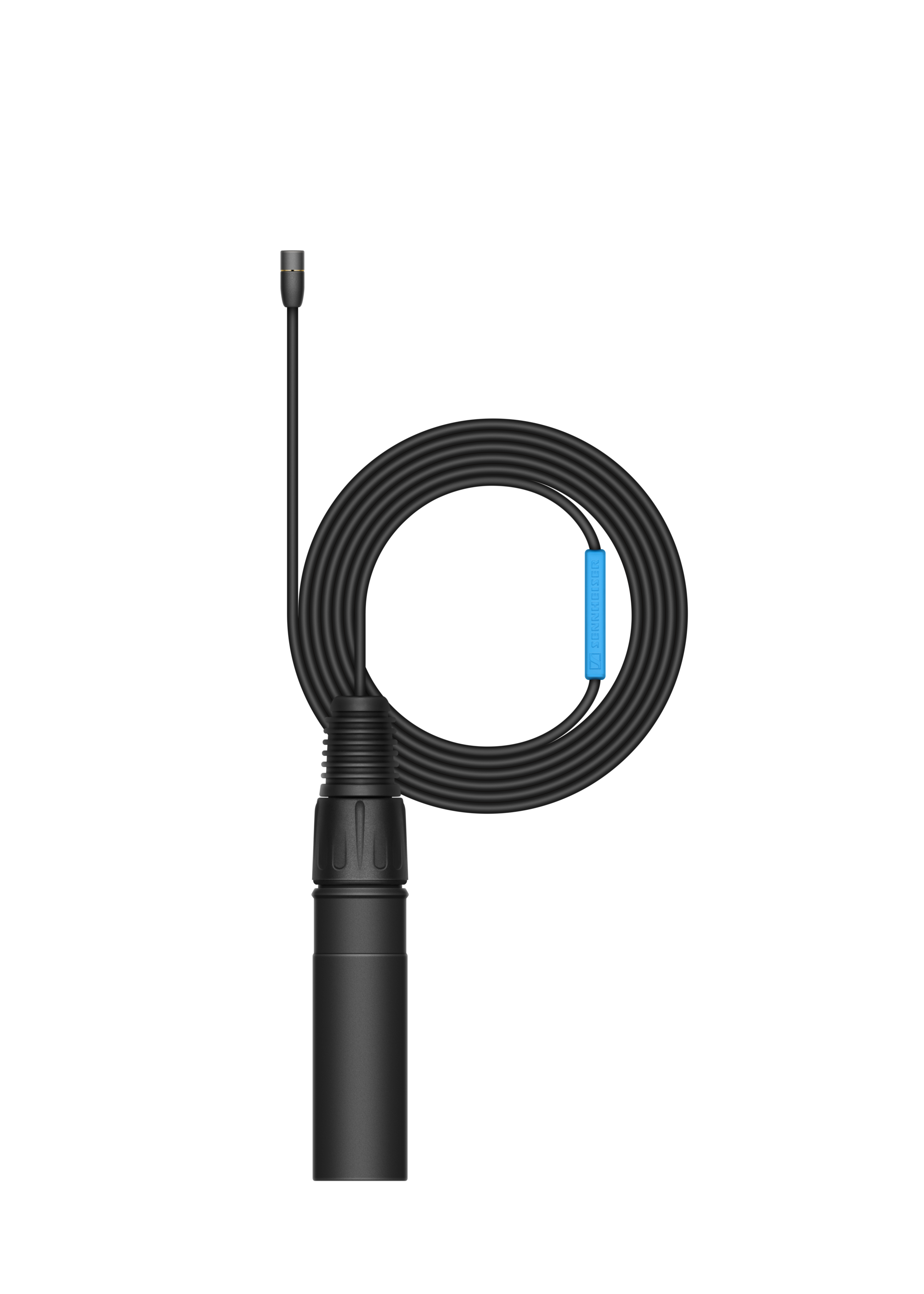 Sennheiser MKE 2 (Black XLR) omnidirectional lavalier microphone – official view of microphone, cable and XLR connector