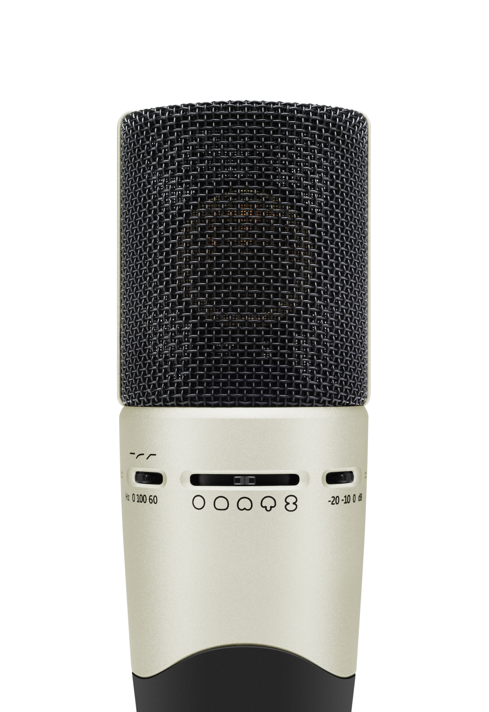 Rear controls of the Sennheiser MK 8 microphone