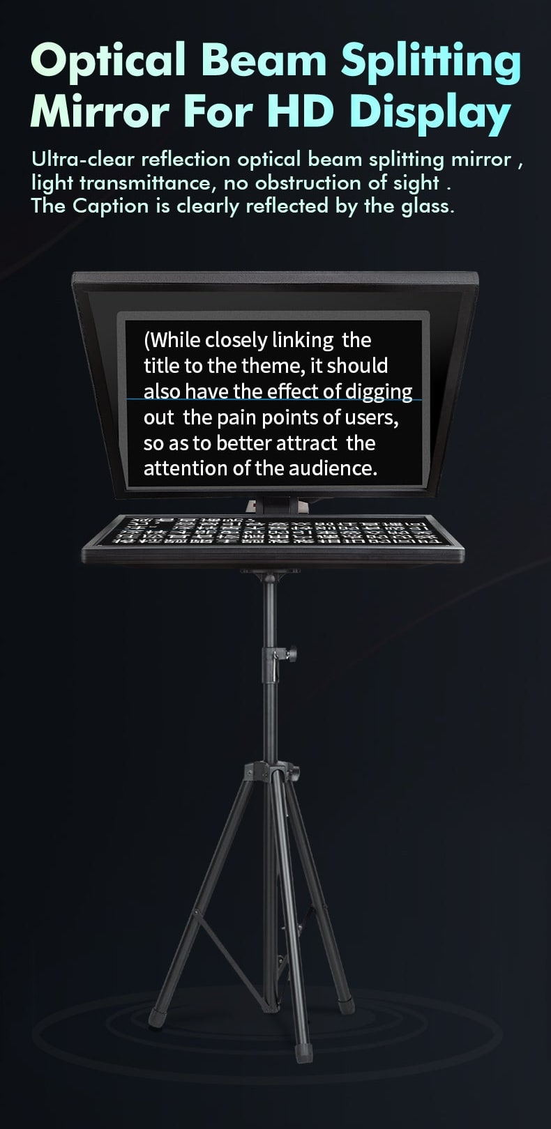 Optical beam splitter glass for the HD display