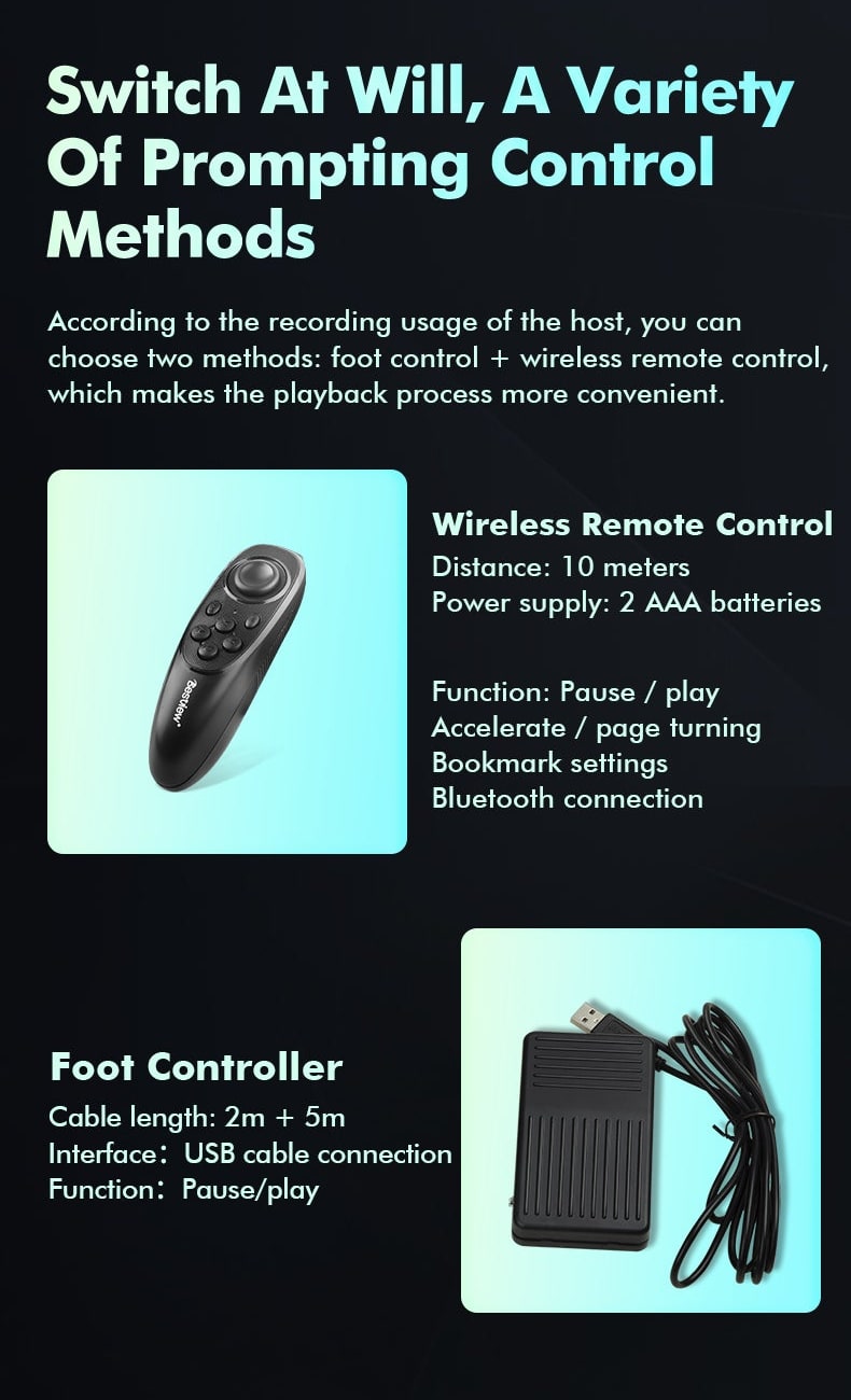 Remote control and foot pedal