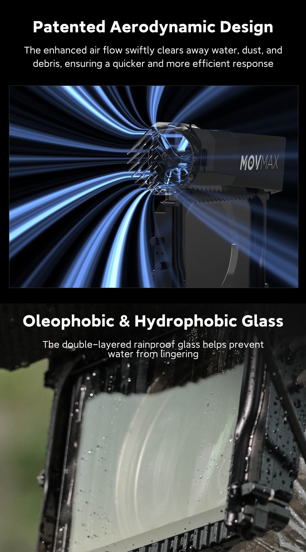 Aerodynamic design and oleophobic glass