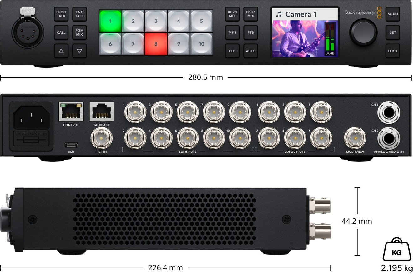 ATEM 1 M/E Constellation 4K – Dimensions and weight