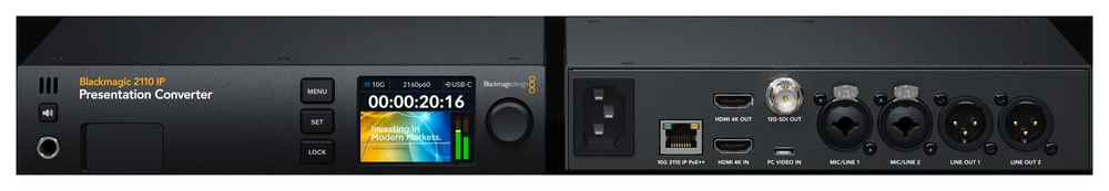 Blackmagic 2110 IP Presentation Converter – A laptop powered by the converter