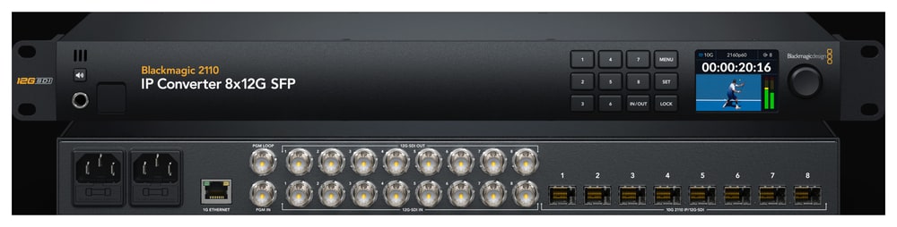 Blackmagic 2110 IP Converter 8x12G SFP – Eight channels in both directions