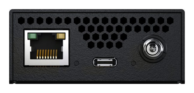 Blackmagic 2110 IP Mini IP to HDMI – Hidden behind the display