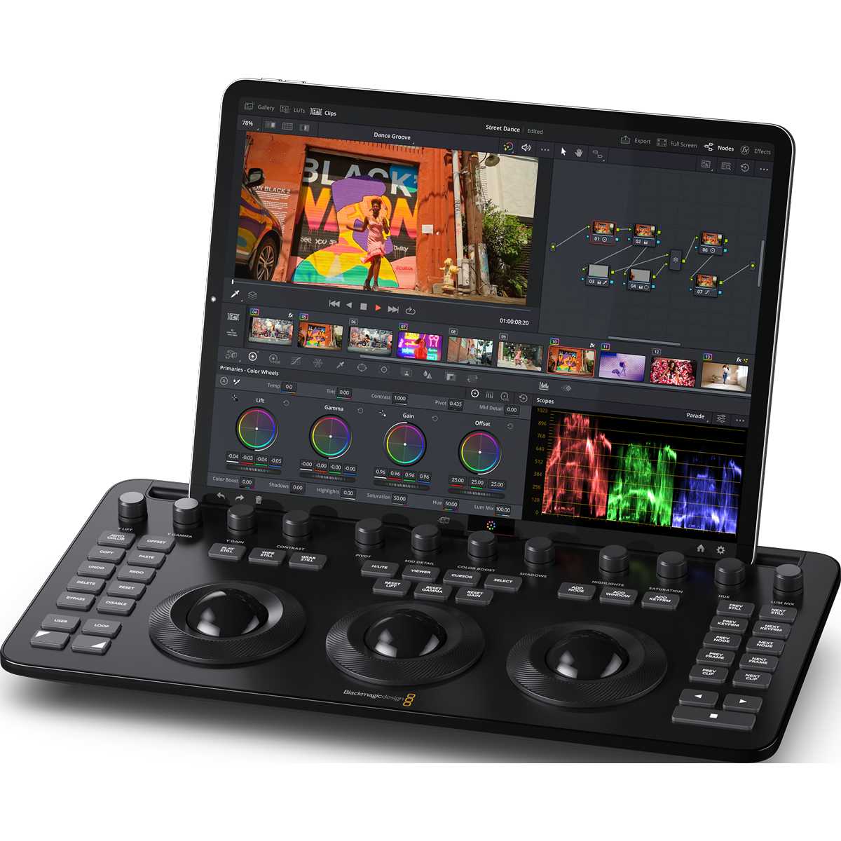 Blackmagic DaVinci Resolve Micro Color Panel with iPad Pro