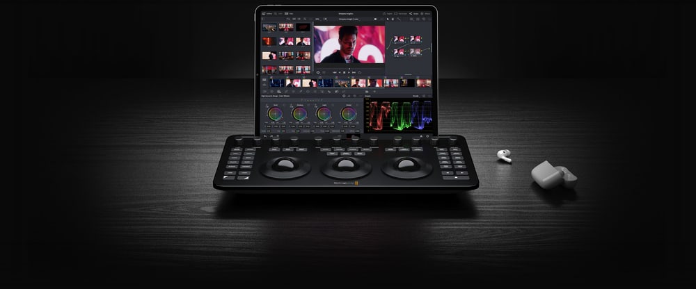 DaVinci Resolve Micro Color Panel – iPad slot and grading on set