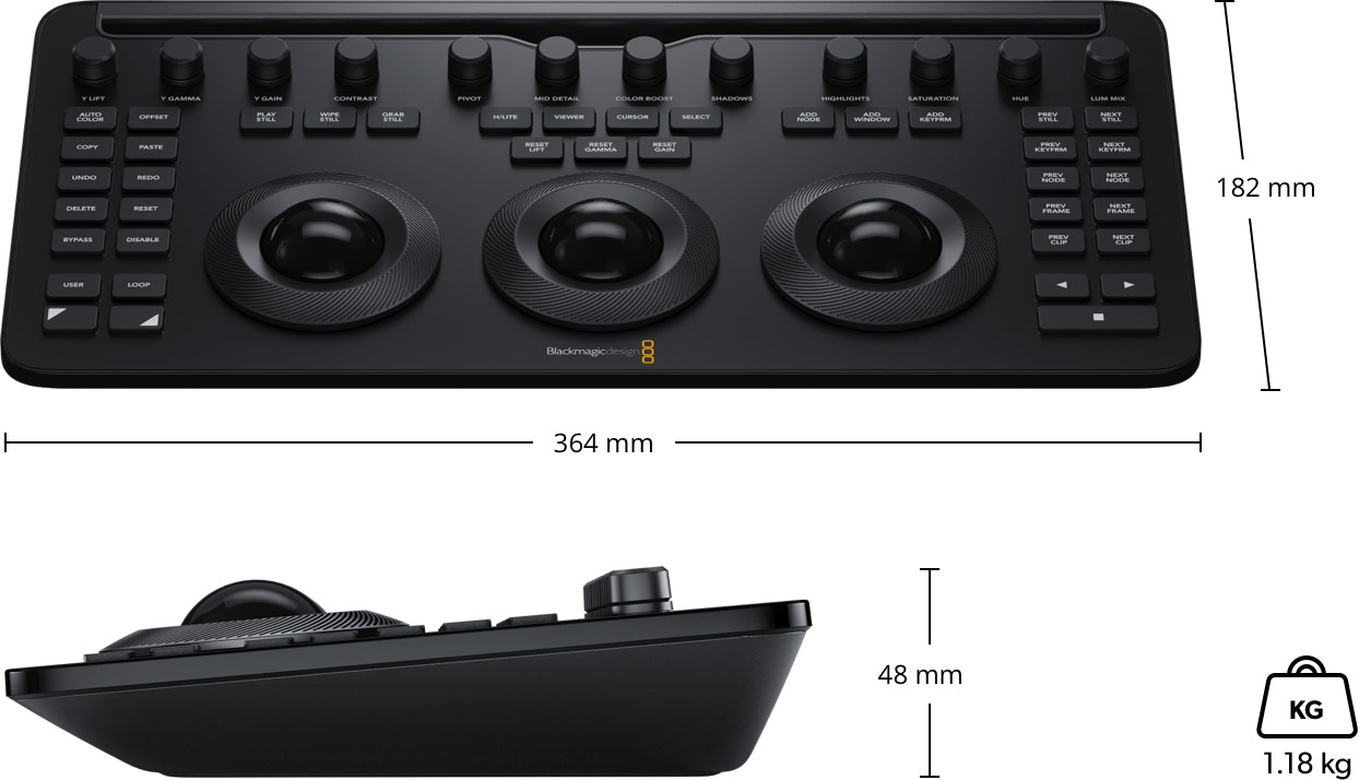 DaVinci Resolve Micro Color Panel – Dimensions and weight