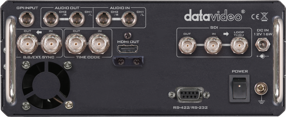 Rear connector panel of the Datavideo HDR-60