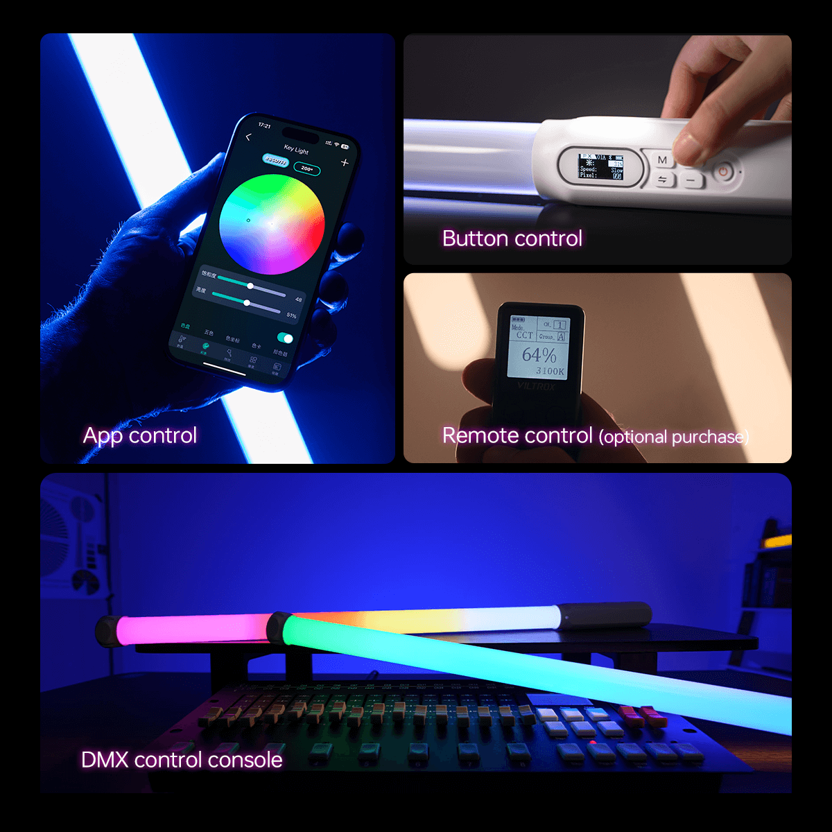 Viltrox P12: app, button and DMX control