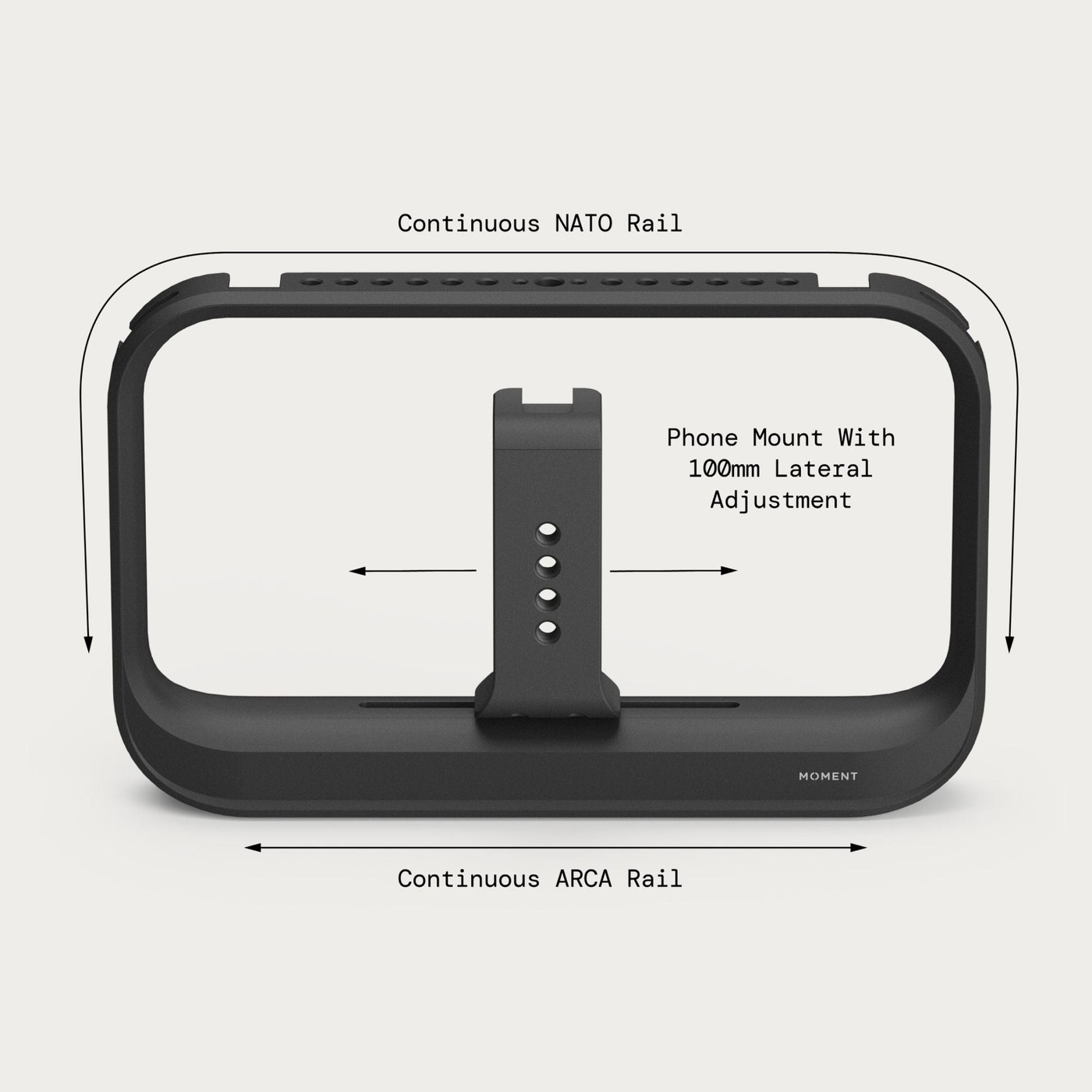Moment SuperCage Mobile Cage with USB-C Hub – Continuous NATO and Arca rails