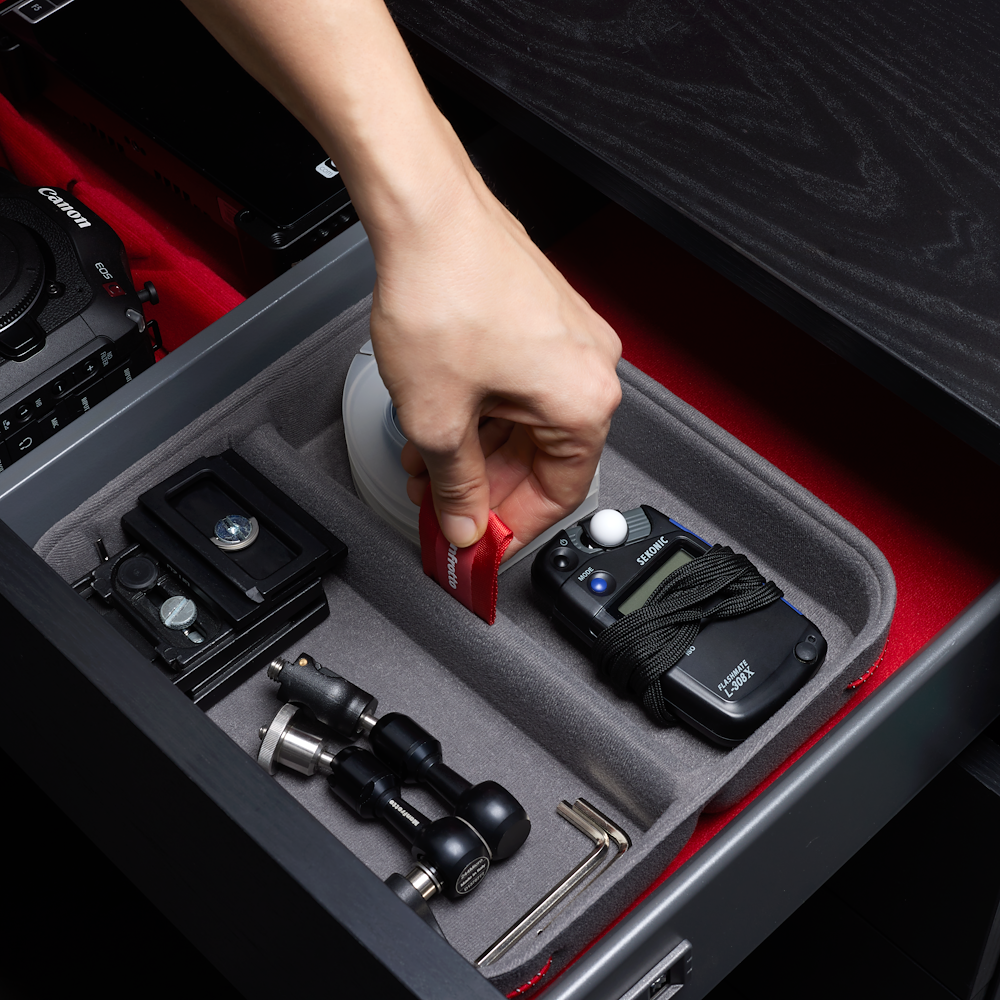 Manfrotto Pro Light Cineloader Drawer in a studio drawer